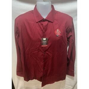 Van Heusen Dress Shirt Mens Large 16-16 1/2 Regular Port Red‎ Flex Fit